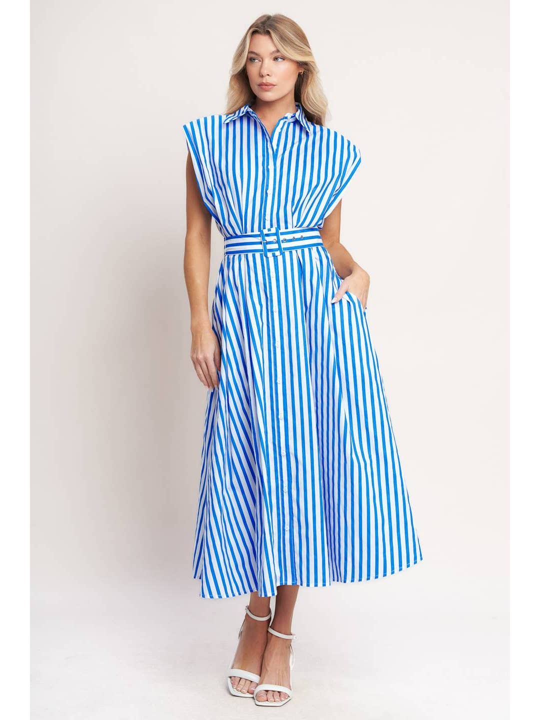 Striped Woven Midi Dress