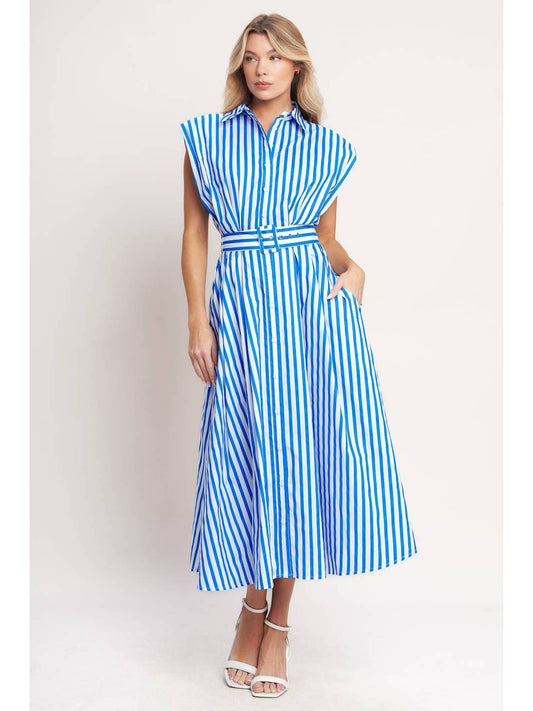 Striped Woven Midi Dress