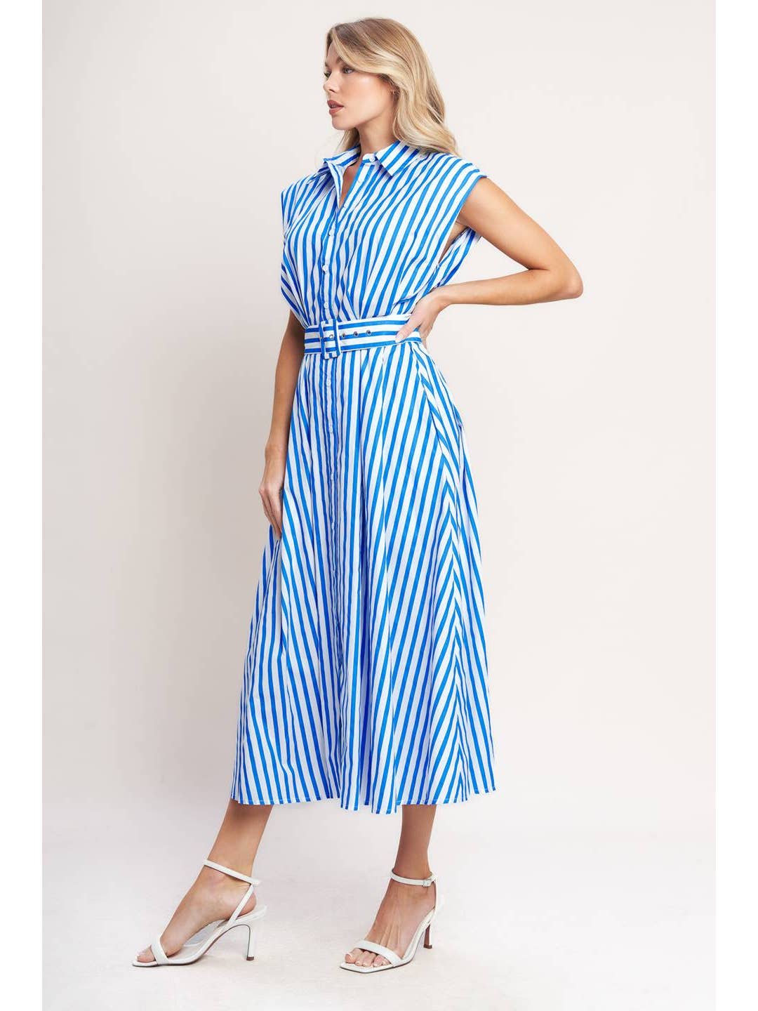 Striped Woven Midi Dress