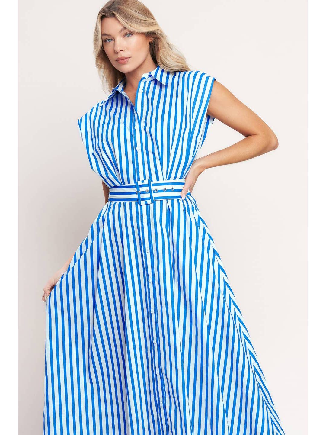 Striped Woven Midi Dress