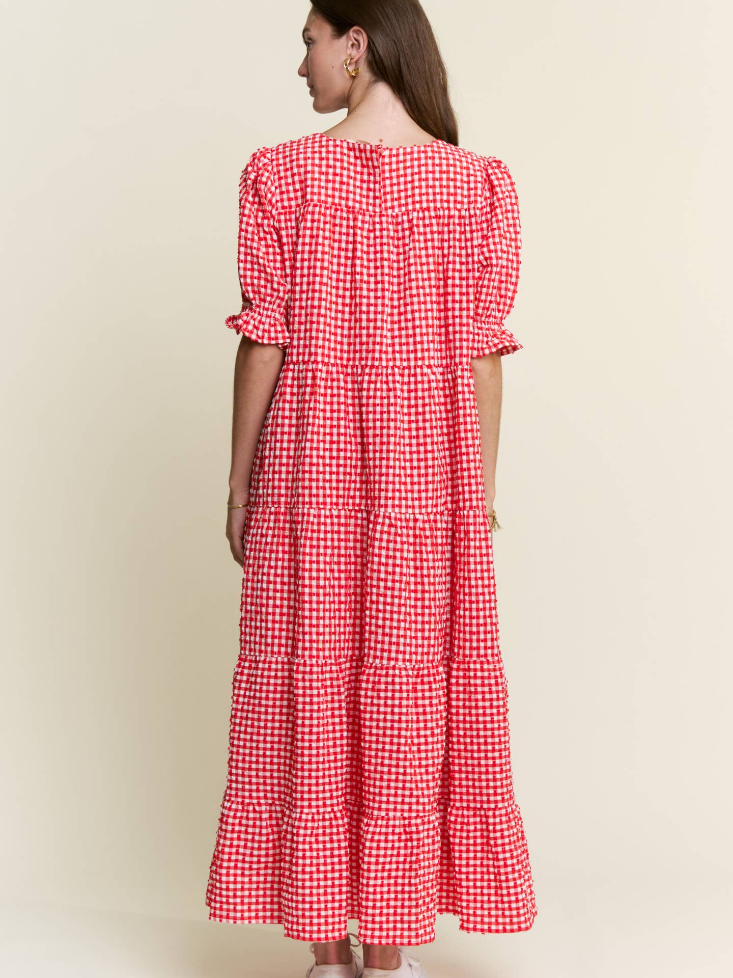 Checkered Swiss Dot Fabric Dress