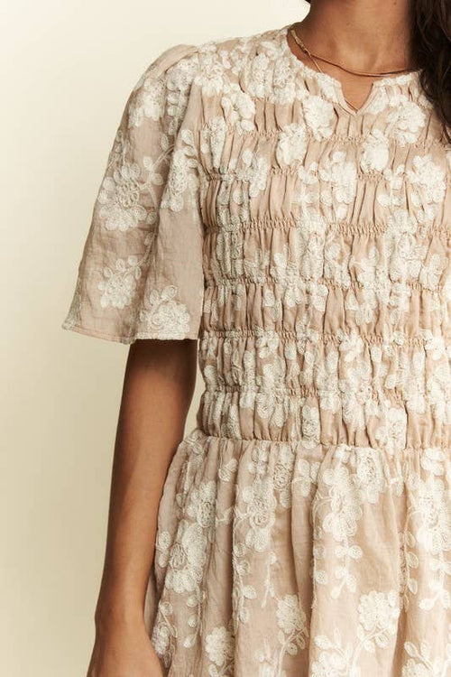 Floral Beige Mini Dress