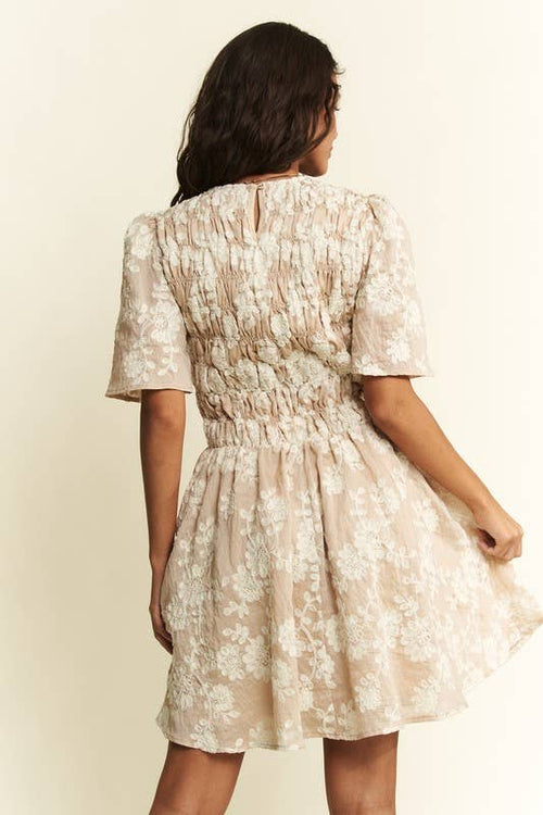 Floral Beige Mini Dress