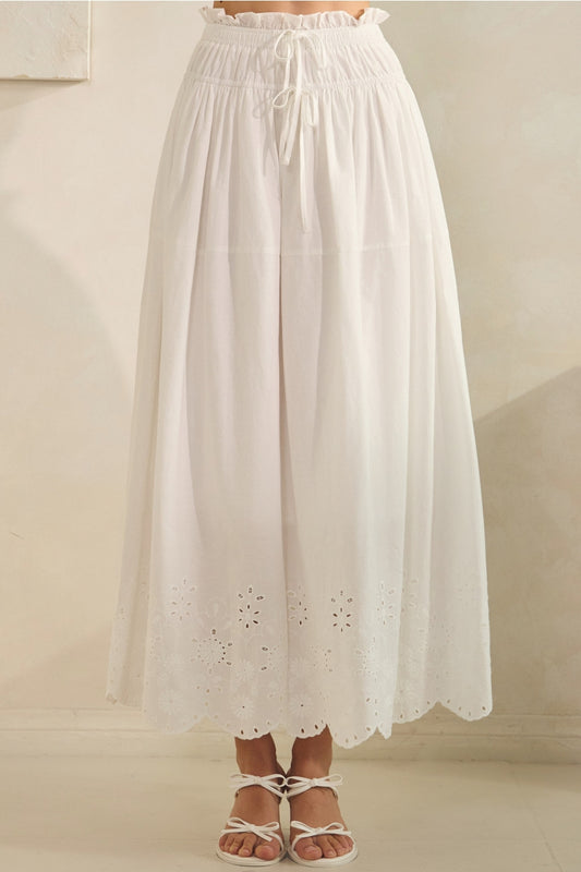 Retro-Inspired Eyelet Midi Skirt