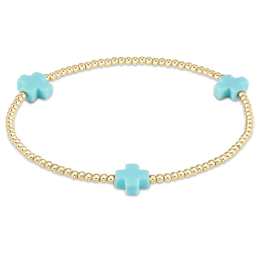 signature cross 2mm gold bracelet | enewton