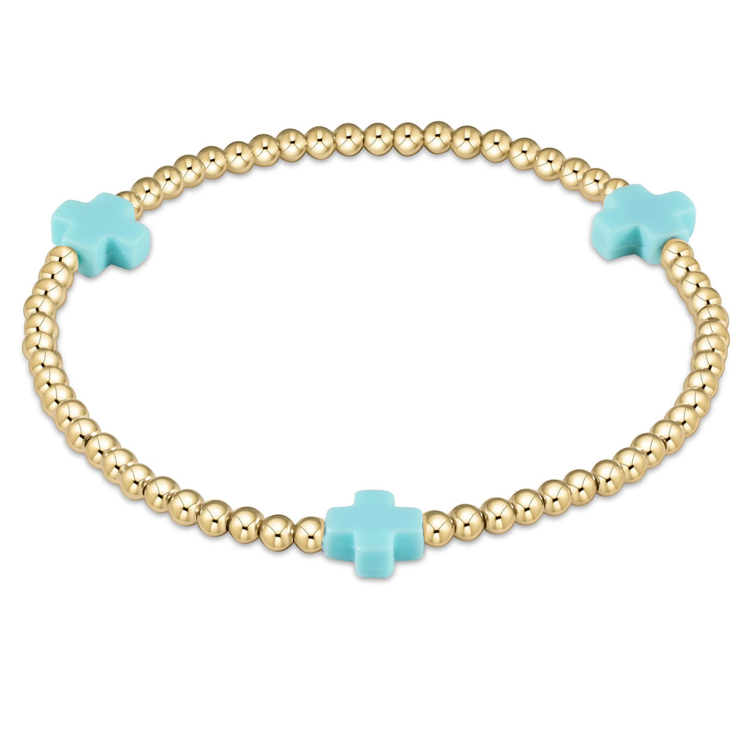 signature cross 3mm gold bracelet | enewton