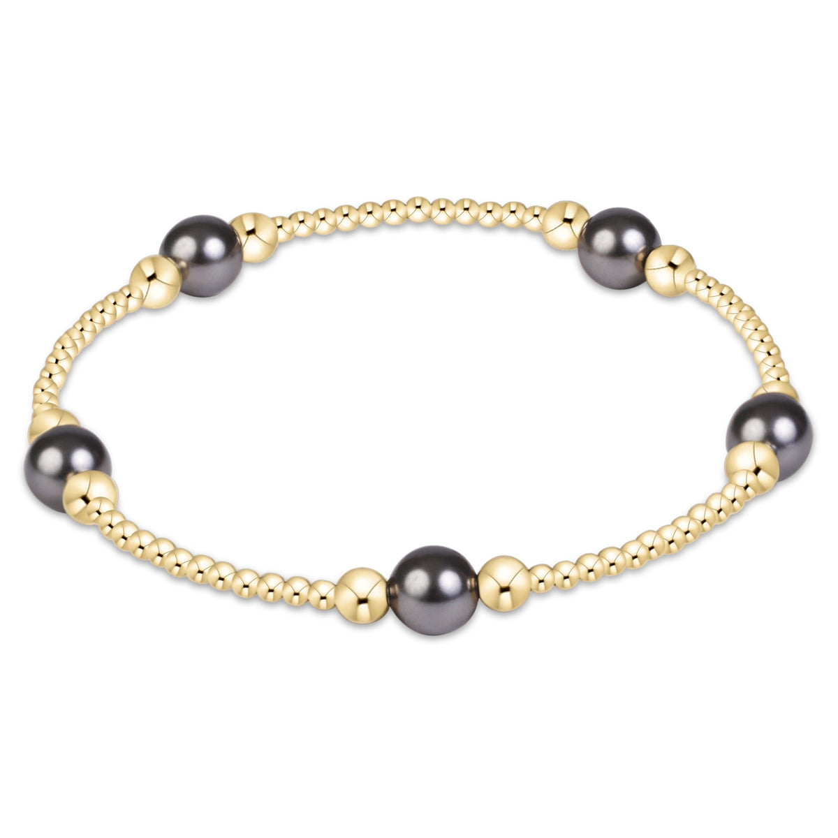 Purpose Pearl Dark Grey 6mm Gold Bracelet | enewton
