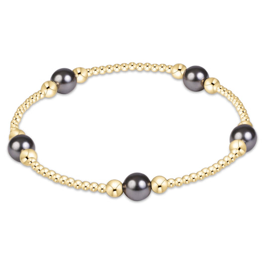 Purpose Pearl Dark Grey 6mm Gold Bracelet | enewton