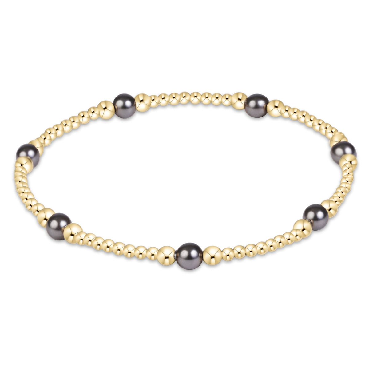 Purpose Pearl Dark Grey 4mm Gold Bracelet | enewton