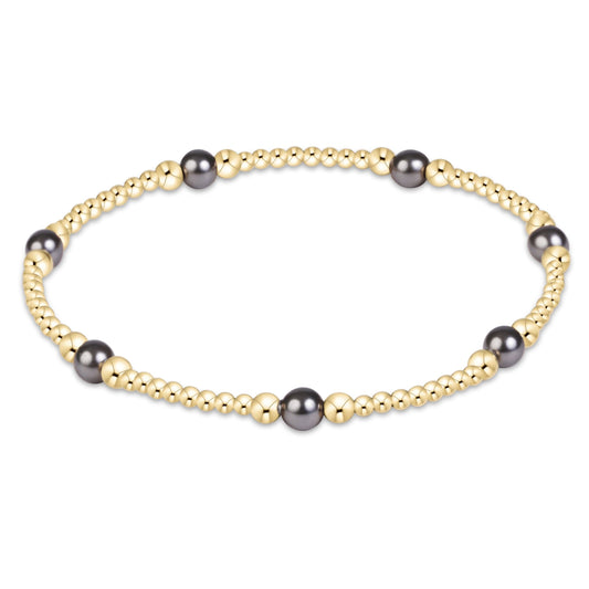 Purpose Pearl Dark Grey 4mm Gold Bracelet | enewton