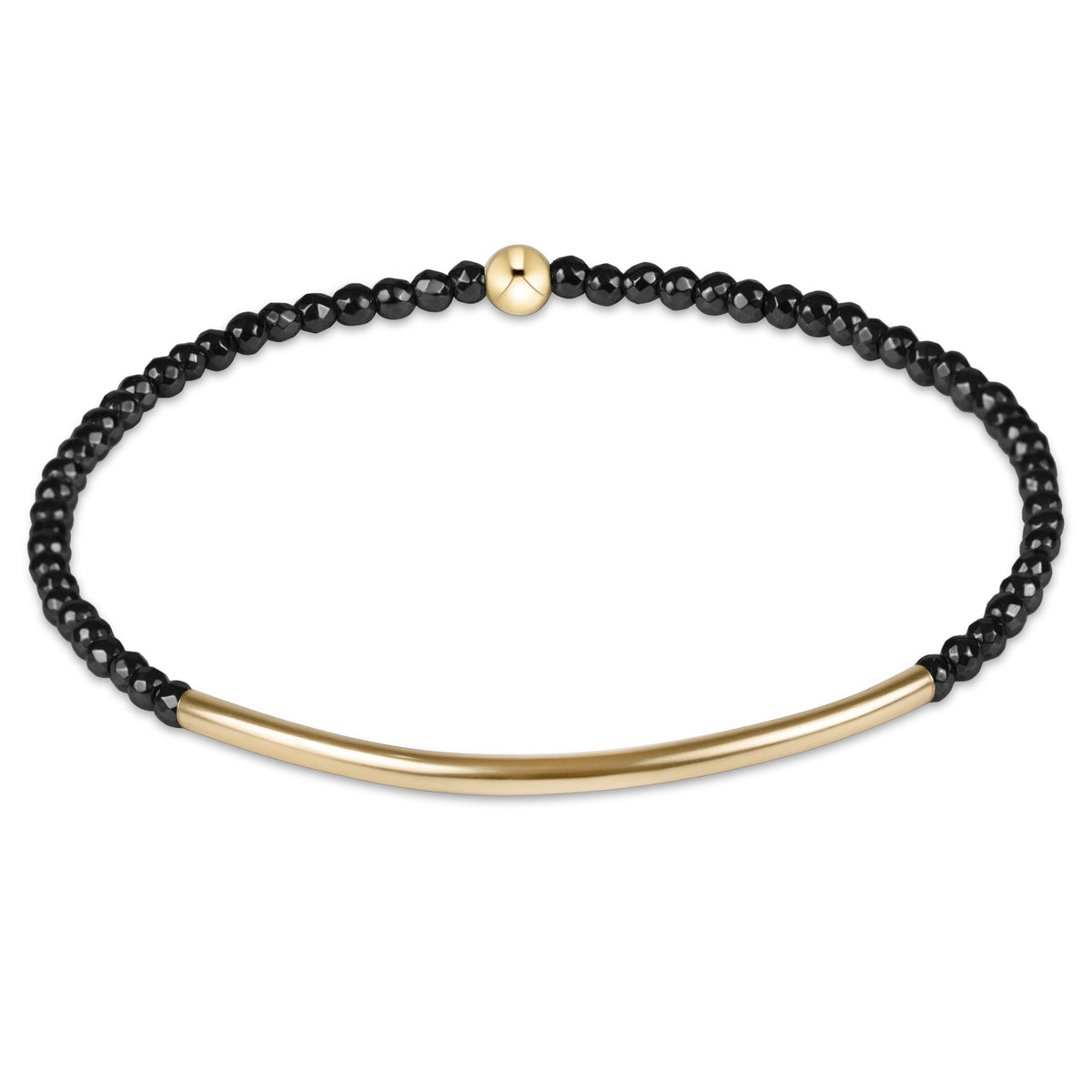 Bliss Bar Gold 2mm Faceted Hematite Bracelet | enewton