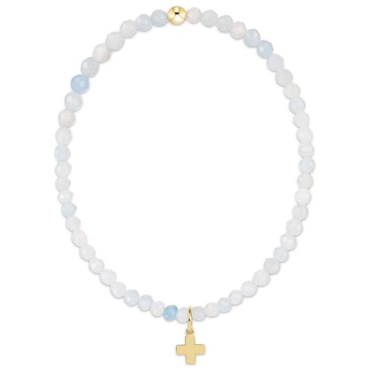 Classic Aquamarine 3mm Bracelet with cross charm | enewton