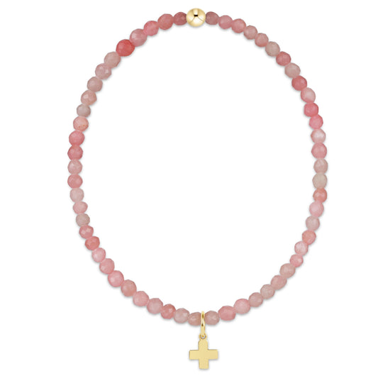 Classic Pink Opal 3mm Bracelet with cross charm | enewton