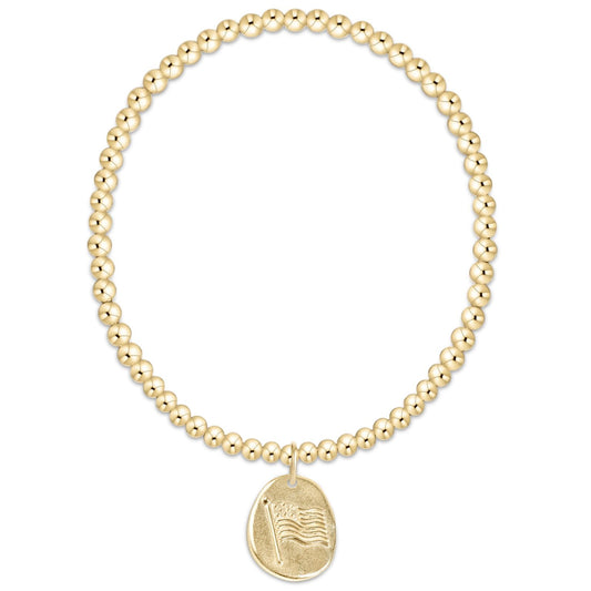 Classic Gold 3mm Bracelet - American Flag | Enewton