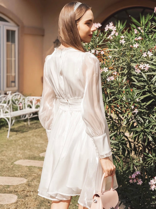 Shimmer Sheer Dress - White
